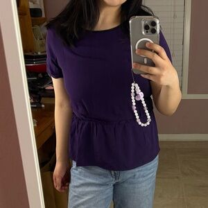 WORN 1X AE Purple Peplum Top